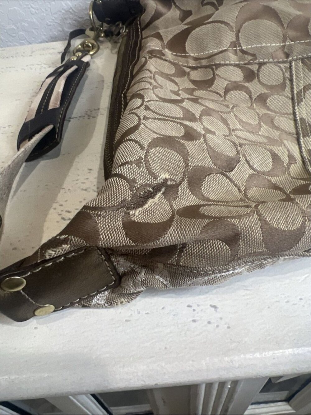 Vintage Coach (2006) Brown Patchwork Signature Hobo Shoulder Bag Y2K Retro Boho - Picture 14 of 16